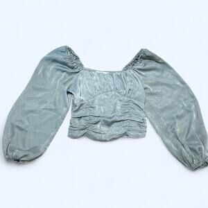 Blue metallic cottagecore top